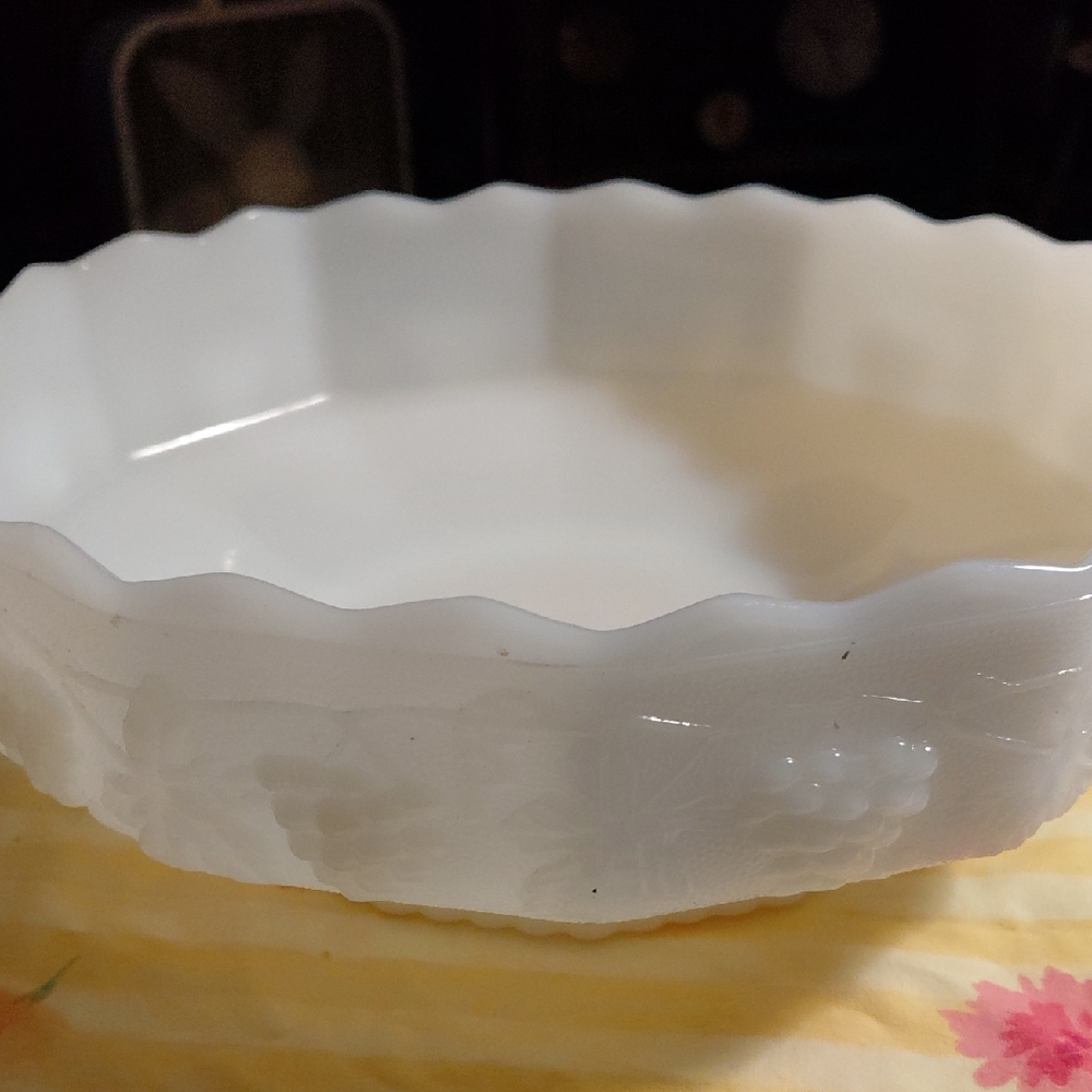 Fire King Milk Glass Scalloped Dish
